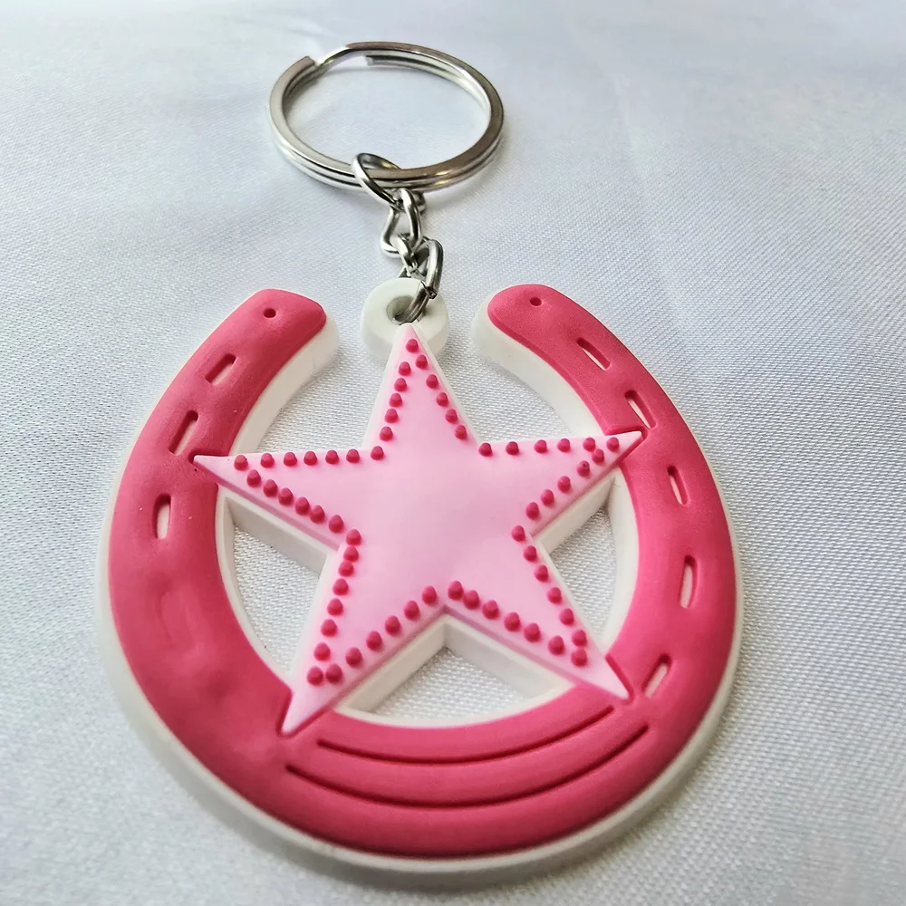 Kids Pink Cowboy Boot & Star Keychain Set‎
